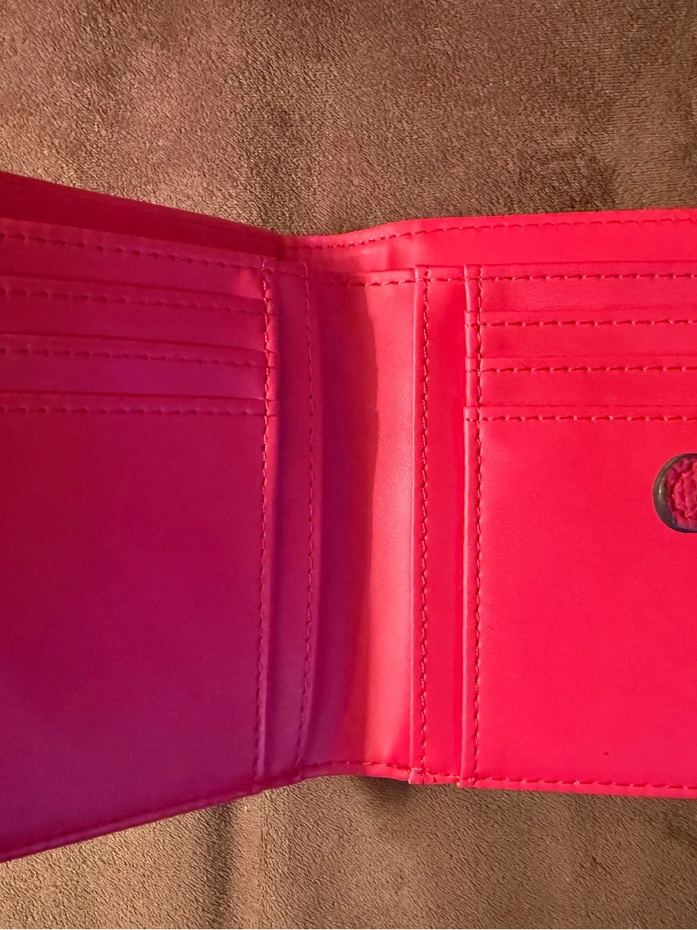 Nanette Lepore Red Pebbled Faux Leather Snap & Zip Card Wallet
